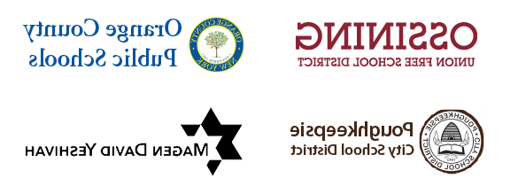 Logos of Educational Psychology career destinations: Ossining Union Free School District, Orange County Public Schools, Poughkeepsie City School District, and Magen David Yeshivah