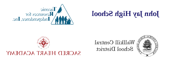 Logos of Educational Psychology career destinations: John Jay High School, Taconic Resources for Independence, Inc, Wallkill Central School District, and Sacred Heart Academy